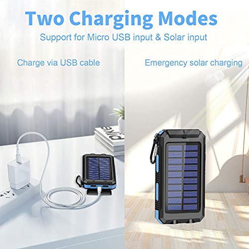 Solar Charger Portable Solar Power Bank For Cell Phone Waterproof External Backup Battery Power Pack Charger Built-In Dual Usb/Flashlight For All Cell Phones, Tablets, And Electronic Devices #TOP6