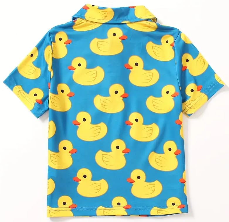 Image of Kids Easter Pattern Multi-Colored Printed Short Sleeve Button-Up Polo Shirt for Boy