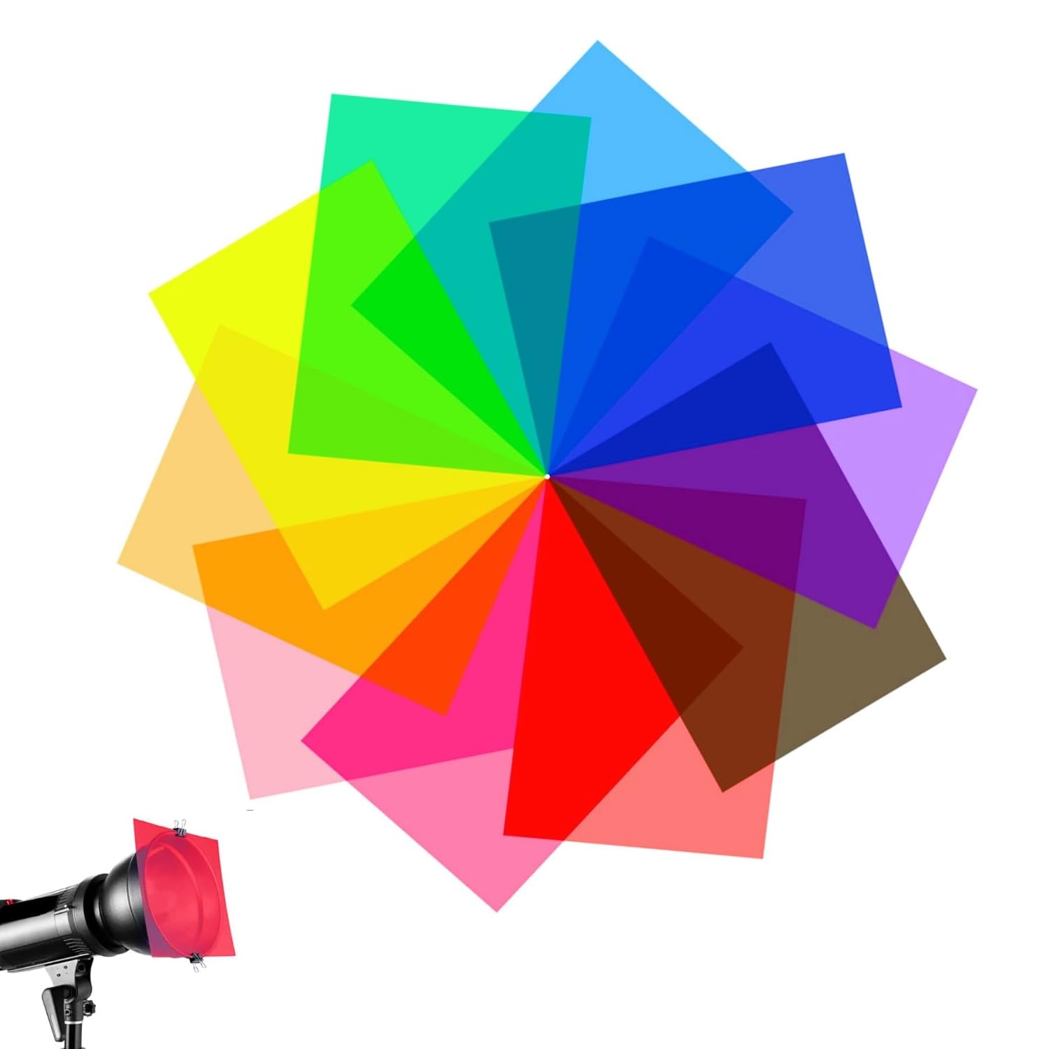 10pcs Color Correction Light Gel Filters, Transparent Color Film Plastic Sheets for LED Lighting/Studio/Video/Film/Photo/Diffuser 11.7 by 8.3 Inches, 10 Colors