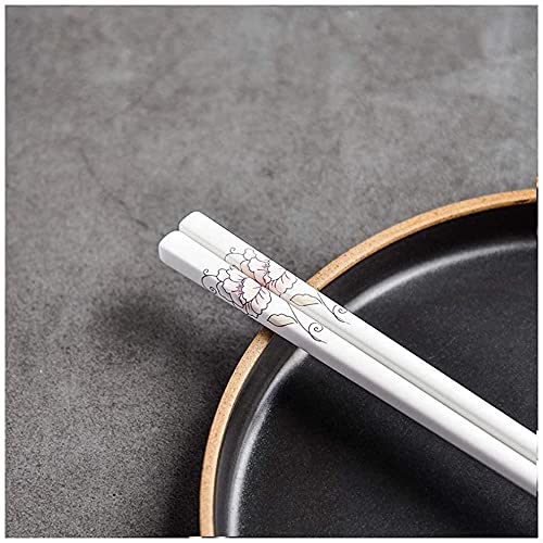 QXSJEDYCH Juego de 10 pares de palillos chinos de porcelana, palillos chinos de cerámica reutilizables for uso diario y cena familiar, aptos for lavavajillas, antideslizantes (color: Y; tamaño: 2) Pal