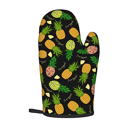 Tropical Pineapple Oven Mitts Pot Holders Set,2-Piece Set, Heat Resistant Waterproof Gloves For Kitchen Cooking, Baking, Bbq #TOP6