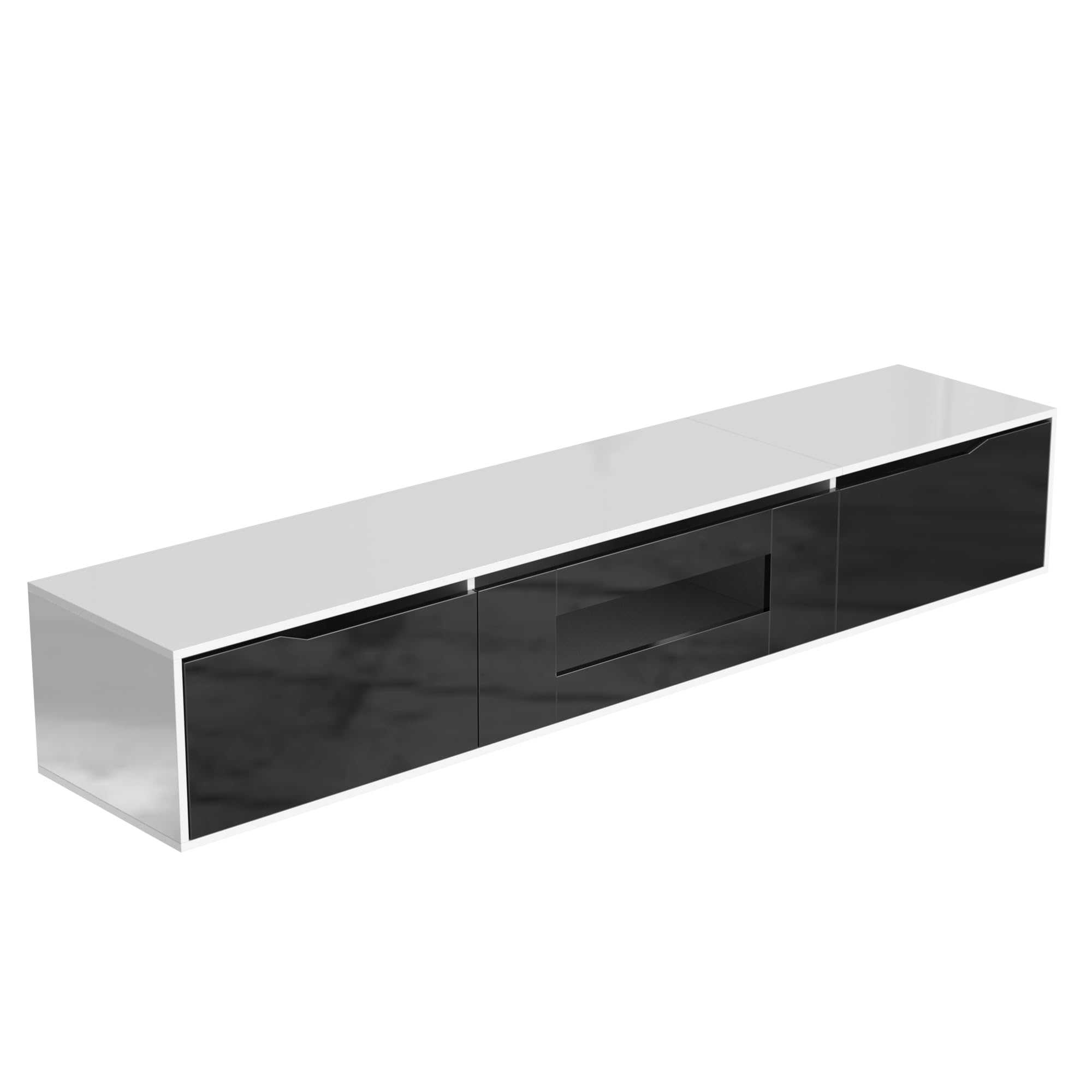 MURUL Mueble para TV con iluminación LED que cambia de color, color negro y blanco