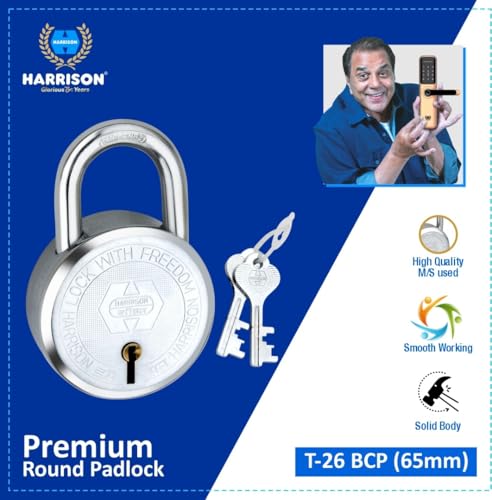 Image of Harrison Padlocks 0324 Free /Round Padlock 65Mm T - 26 with 8 Common Keys /Padlock, Padlocks, Locks for Home, Locks for Main Door
