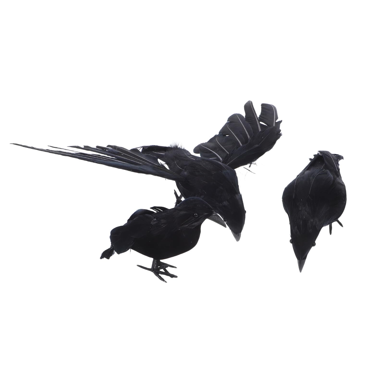 Corbeaux noirs réalistes pour décoration Halloween de table
