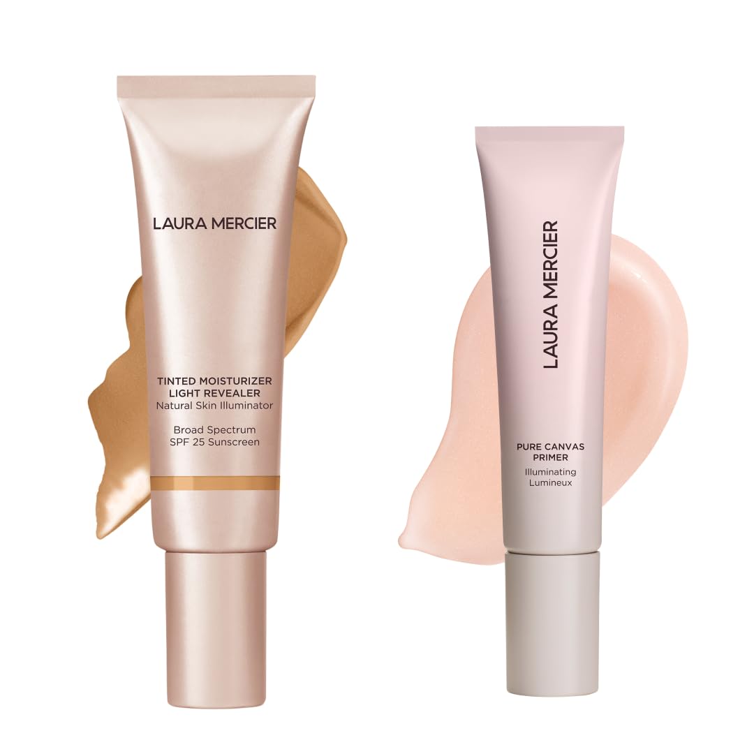 Laura Mercier Tinted Moisturizer Light Revealer with SPF 25 Luminous Finish Shade 4W1 Tawny and Pure Canvas Primer