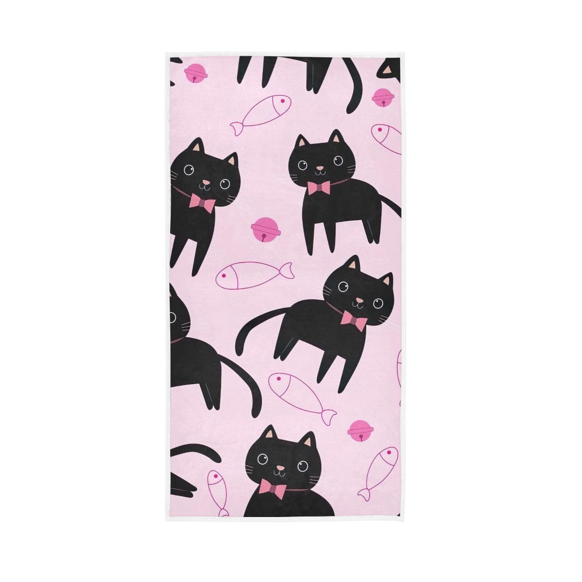 LSRCPD Cats Tie Fish Bath Hand Towel, Hand Towels for Bathroom, Shower, Hotel, Spa 15 x 30 Inches