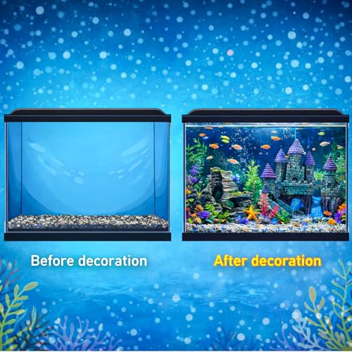 Mechpia 13 Pieces Aquarium Decorations Kit, Fish Tank Decorations Set Small Resin Castle and Rockery Betta Fish Cave Hideout Coral Artificial Plastic Plants Ornament Accessories - Image 5