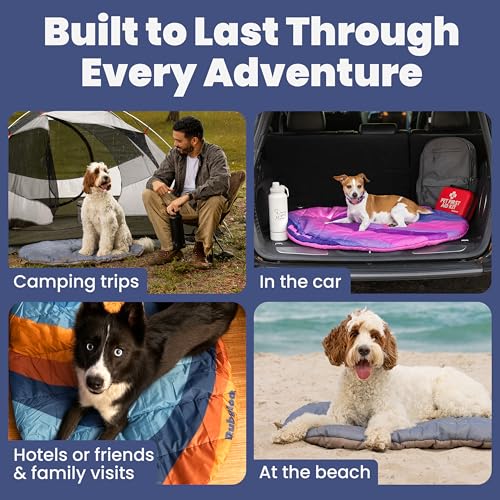 Image of Travel Dog Bed (30 inch x 22 inch) - Foldable & Packable for Travel, Road Trip, Camping - Lightweight, Water Resistant & Cozy with Soft Padding - Compact, Portable & Machine Washable - Small Breeds: Grey