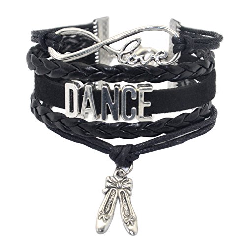 HHHbeauty Dance Bracelet Dancing - Infinity love Belly Ballroom Just Dance Charm Bracelet Dancer Gifts For Dancer, Dance Mom, Dance Teacher, Dance Lovers ((Black)