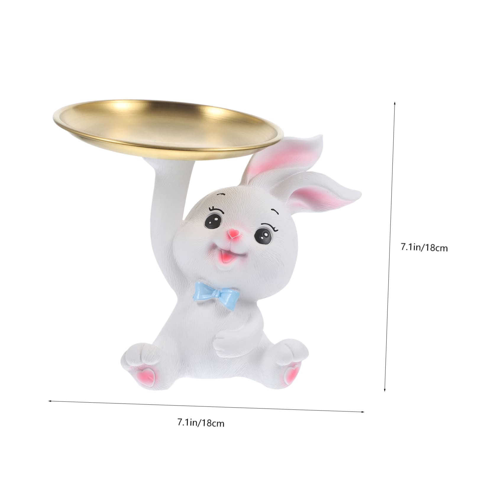Bandeja Decorativa de Conejito para Guardar Joyas y Objetos Pequeños, Hecha de Resina y Acero Inoxidable, Adecuado para Tocador o Sala de Estudio