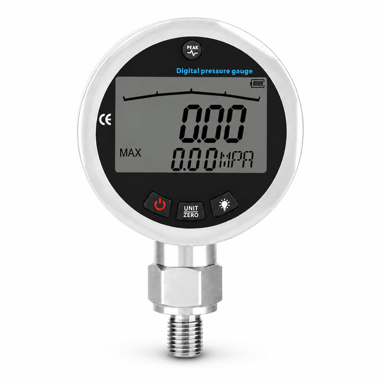 Manometro 0-400 bar, 0-40 Mpa 0-5800 psi Mini Digitale con connettore G1/4 per Aria, Acqua, Olio