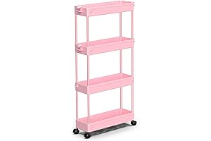 SPACEKEEPER Pink Rolling Storage Cart