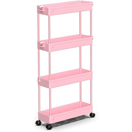 SPACEKEEPER Pink Rolling Storage Cart