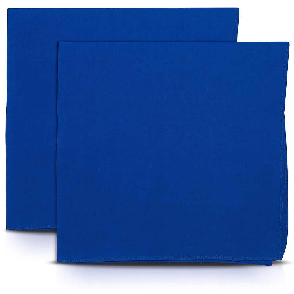 Lizzy 2 x Plain Multifunctional Bandana's Headwear Neckwear Neckerchief Cycling Cowboy Scarf Head Neck Gaiter - Mens Womens Multipack Assorted Men Hair Pirate Bandana (Royal Blue)