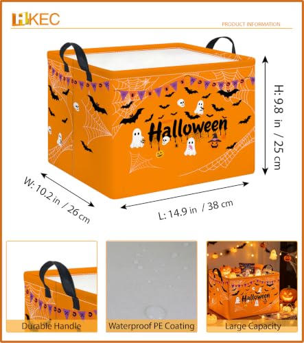 Image of Rectangle Storage Basket,Gift Basket,Room Decor(Yellow Flag Halloween)