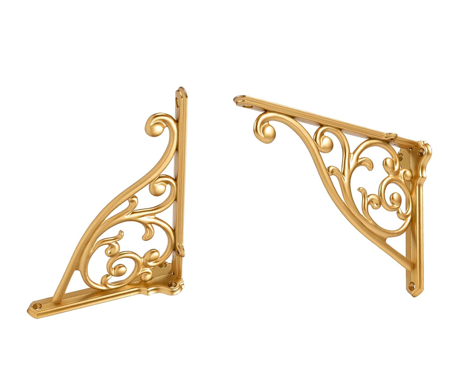ZAUYX Heavy Duty Solid Stand,6 Inch 4 Pack Antique Gold,Right Angle Wall Panel Support Bracket,Decorative Shelf Bracket,Heavy Duty Vintage,Wall Mount Support DIY - Shelf Hardware Included
