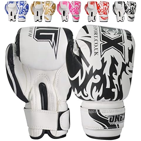 ONEX Premium Quality Boxing Gloves 6oz Boxing Gloves for Training Punching Sparring Bag Gloves Punch Bag Mitts Muay Thai Kickboxing MMA Martial Arts Workout Kids Juniors Girls and Boys (Black) Cover