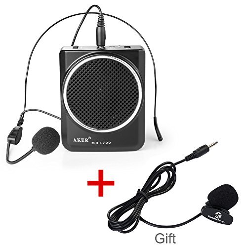 AKER MR 1700 Altavoz con auricular para hablar en público, batería 2000 mAh
