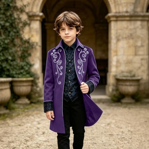 Image of Kids Medieval Steampunk Jacket Boys Victorian Renaissance Tailcoat