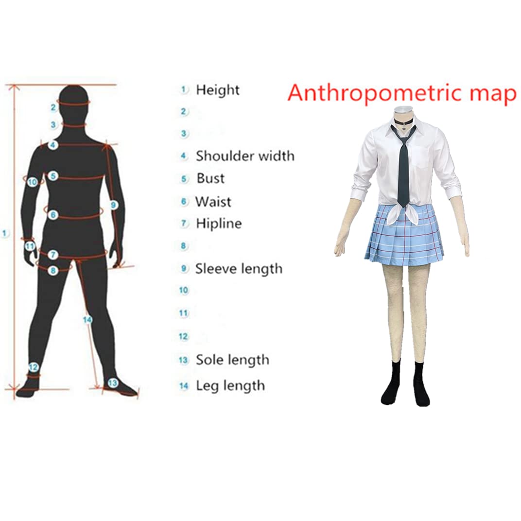 Disfraz de anime para cosplay de Kitagawa, falda a cuadros, traje de peluca y zapatos