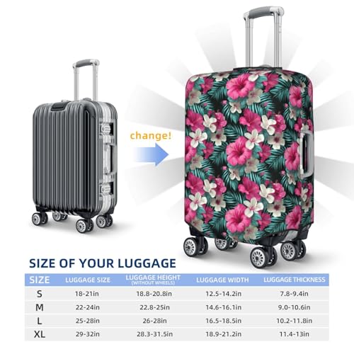 Tropical Summer Floral Pink White Flowers Elastic Travel Luggage Covers Dustproof Scratch-Resistant Suitcase Protector Fit 22-24 Inch4