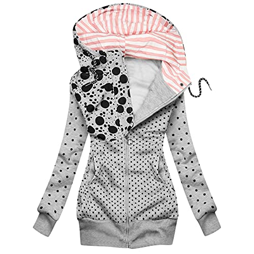 Briskorry Dames licht bedrukt jack sweatshirtjas met ritssluiting stijlvol jack met capuchon hoodie pullover casual capuchontrui met koord casual sweatshirt - Image 4