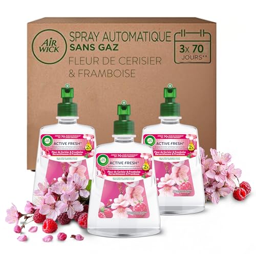 Air Wick Désodorisant Maison Spray Automatique Sans Gaz Active Fresh - 3 Recharges Parfum Fleur de...