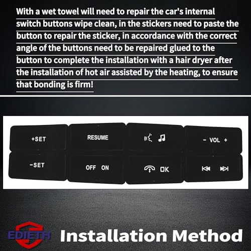 Image of Steering Wheel Control Button Repair Decals Stickers Compatible with Ford Mustang 2010 2011 2012 Button Repair Decal Sticker Premium Vinyl