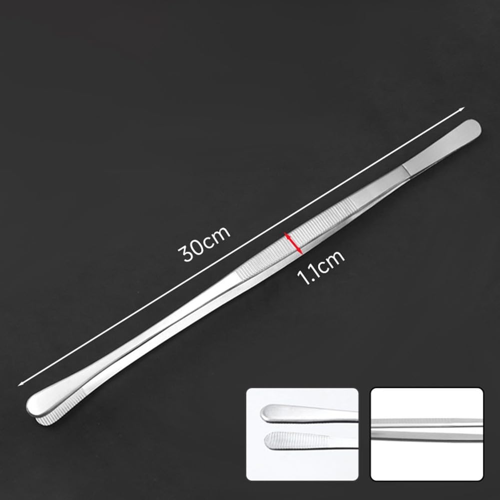 Grillpinzette, 2er-Set, Edelstahl, 25 cm, 30 cm, Küchenzange, rutschfester Griff zum Grillen, Backen, Kochen, Lebensmittelzubereitung