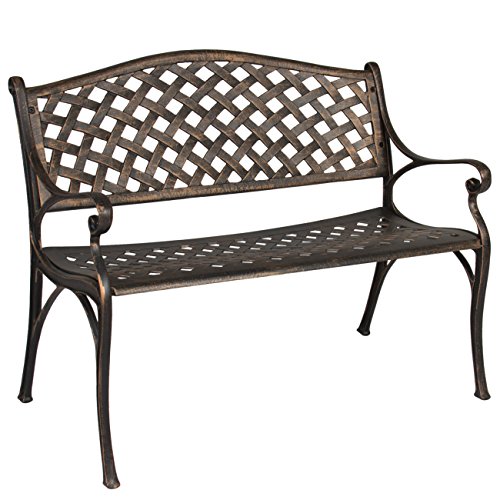 Best Choice Products Cozumel Antique Copper Cast Aluminum Bench Outdoor Patio