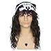 Miss U Hair 80s Punk Long Curly Brown Wig Men Heavy Metal Party Cosplay Halloween Wig