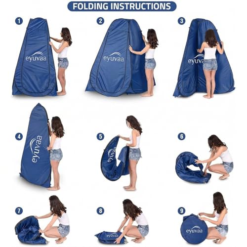 Image of EYUVAA LABEL Pop Up Privacy Tent for Changing Clothes, Portable Dressing Room for Women, Foldable Camping Shower and Outdoor Changing Room, Polyester Silver Coated Toilet Tent with Carry Bag