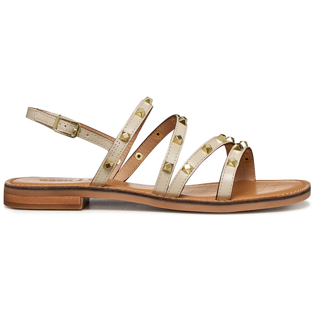 Geox Women's D Maddalusiac H Flat Sandal, Papyrus, 36.5 EU