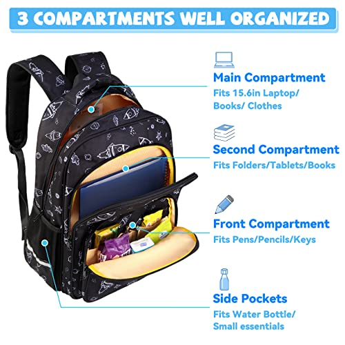 VASCHY Kids Backpack for Elementary School, Boys Large Bookbags School Bags for Primary School Students Travel Space3