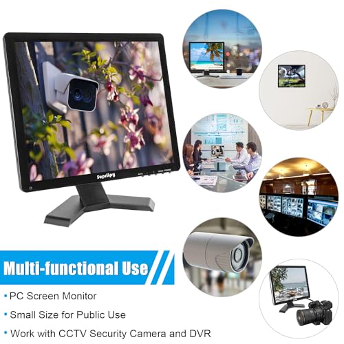 Image of 17 Inch TFT LCD Security CCTV Monitor 1280x1024 4:3 Resolution Color Display Screen with HDMI /VGA /AV /BNC /MIC USB Earphone Input Built-in Dual Speakers for Home Security Monitor Gaming