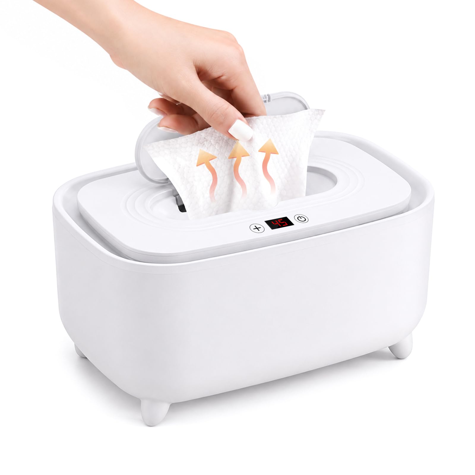 Baby Wipe Warmer, Large Capacity Wet Wipes Heater with Adjustable Temperature, Top Heating Bottom Moisturizing, LED Display, USB Powered Wipes Dispenser for Home Nursery Travel