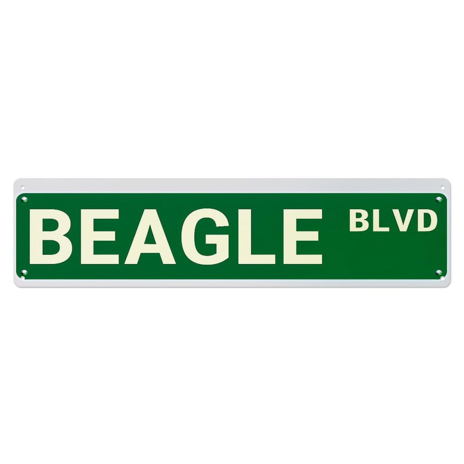 Beagle Blvd Street Sign Green White Metal Tin Sign Plaque