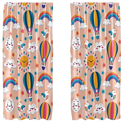 Cortinas opacas de microfibra infantiles con diseño de globos y estrellas de 55x84 pulgadas 2