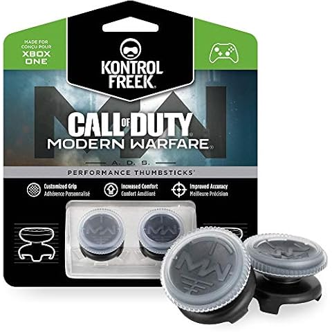 KontrolFreek Call of Duty: Modern Warfare - A.D.S. Performance Thumbsticks for Xbox One Controller | 2 High-Rise, Concave | Transparent/Black Cover