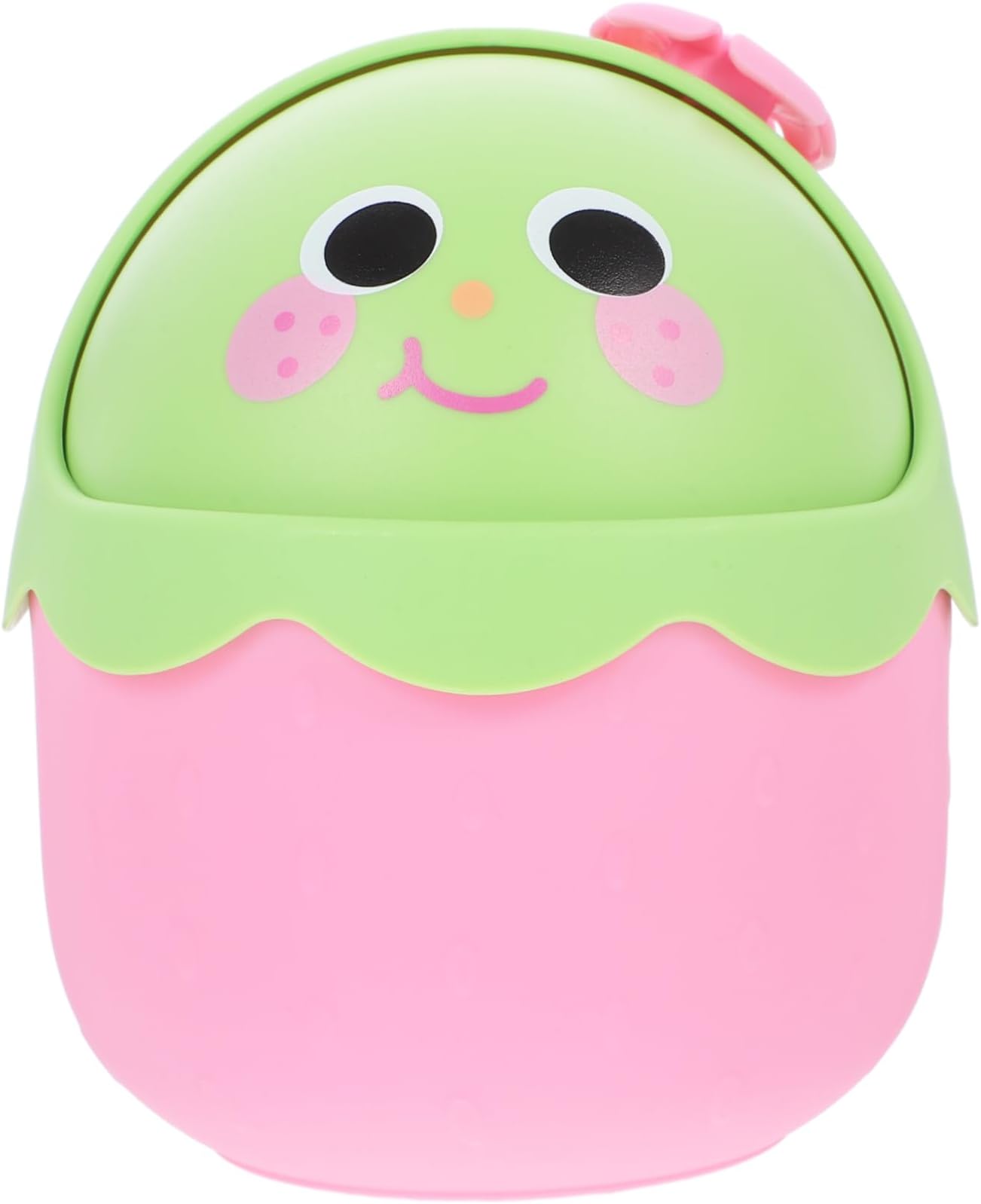 GALPADA Mini Desktop Trash Can with Lid Small Table Dustbin Pink Plastic Waste Basket Compact Office Storage for Home and Bedroom Use