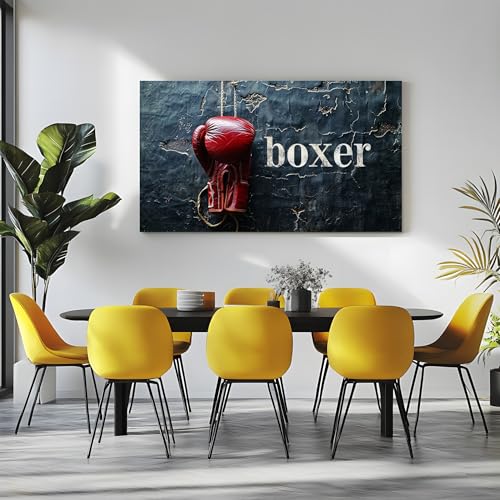 Generico Retrò Sport Quadri Sopra Divano Vintage Boxe Quadro Moderno Soggiorno Grande Grunge Testo Stampe Da Parete Su Tela Per Salotto E Ufficio, Decorazioni Murali 80x160 cm