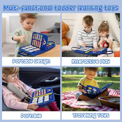 Qlect 12 in 1 Toddler Busy Binder & Busy Book for Toddlers 1-3 Years - Montessori Busy Board & Activity Book for Kids 2-4 - Engaging Toys for 2-3 Years - Educational Busy Book for Learning., Blue 3