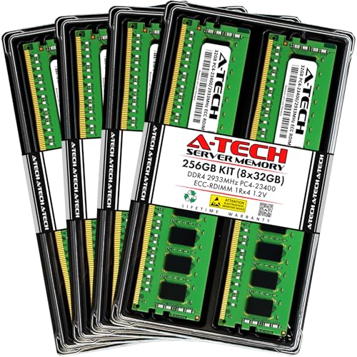 Image of A-Tech 256GB Kit (8x32GB) DDR4 2933MHz PC4-23400 ECC RDIMM 1Rx4 Single Rank 1.2V ECC Registered DIMM 288-Pin Server & Workstation RAM Memory Upgrade Modules (A-Tech Enterprise Series)