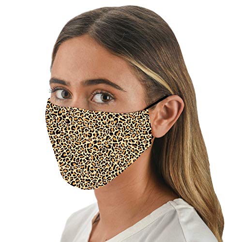 Snoozies 3-Layer Washable Face Mask w Filters & Nose Bridge - Leopard
