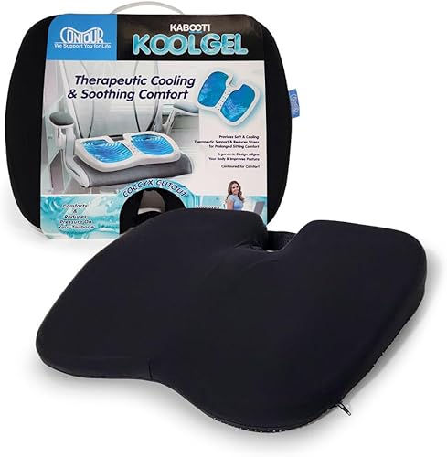 Contour Kabooti Cool Gel - Cojín de asiento para coxis para dolor de coxis, ciática, alivio de presión de espalda, soporte de asiento de
