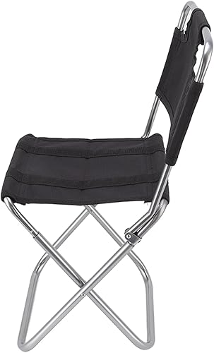Miniatura 9 de Pequeña silla plegable de pesca negra, silla de respaldo portátil de tela Oxford transpirable para acampar barbacoa mochilero