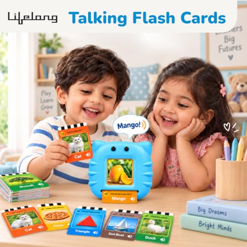 Image of Lifelong Talking Flash Cards for Kids | 122 Dual Side Audio Cards with Type C Rechargeable Talking Device | Vocabulary, Memory Interactive Learning Cards | Educational Preschool Toy for Kids 2-5 Yrs