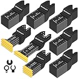 110 PCS Multitool Blades Oscillating Tool Blade, Universal Titanium Oscillating Saw Blades for Metal Nails, Wood and Plastic, Multi Tool Blades Kits Fit Dewalt Milwaukee Ryobi Rockwell Fein