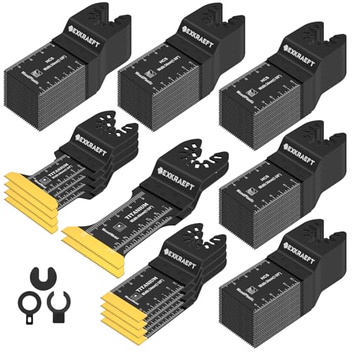 110 PCS Multitool Blades Oscillating Tool Blade, Universal Titanium Oscillating Saw Blades for Metal Nails, Wood and Plastic, Multi Tool Blades Kits Fit Dewalt Milwaukee Ryobi Rockwell Fein