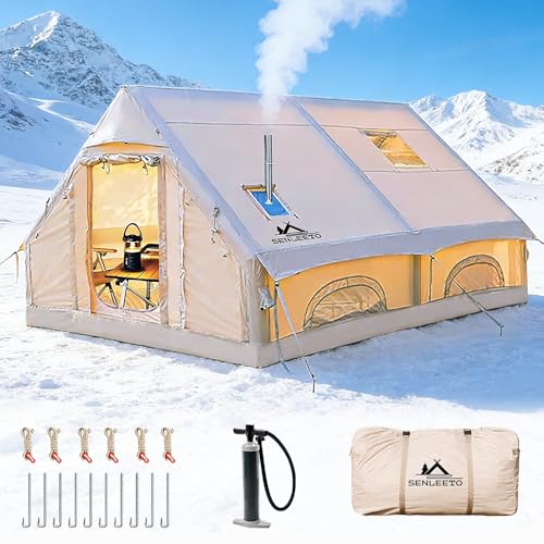 Inflatable Tents for Camping Adult 8-10 Person,129 Sqft Large Inflatable Hot Tent with Stove...